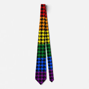 Houndstooth Pride on a Black Background Tie