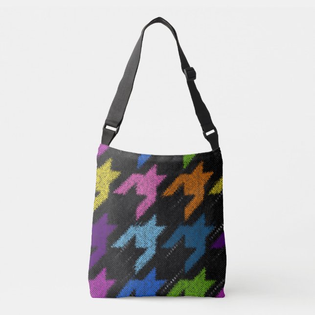 Houndstooth: rough canvas imitation. crossbody bag (Front)