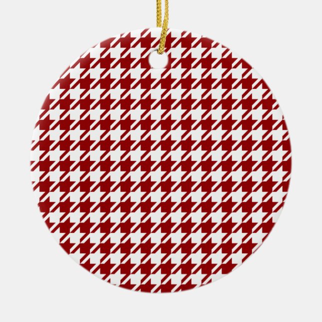 HoundsTooth Samba Sultry Red Christmas Ornament (Front)