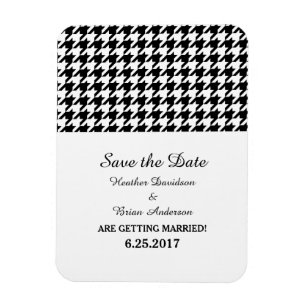 Houndstooth Save the Date Magnet, Black Magnet
