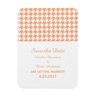 Houndstooth Save the Date Magnet, Orange Magnet