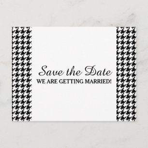 Houndstooth Save the Date Postcard, Black Announcement Postcard