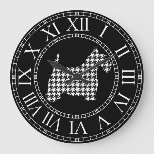 Houndstooth Scottie Dog Large Clock
