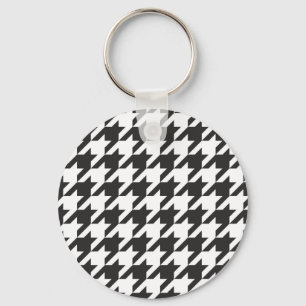 Houndstooth seamless grey, black and white pattern keychain