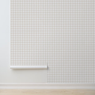 Houndstooth soft classic subtle beige white wallpaper