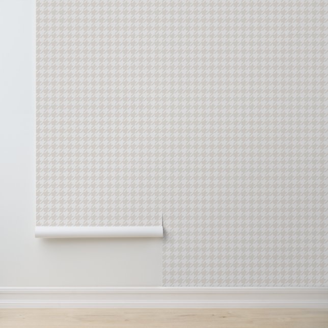 Houndstooth soft classic subtle beige white wallpaper (Application)