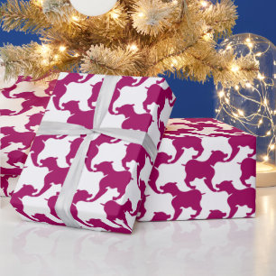 Houndstooth Style Tesselation Pink Dog Silhouette Wrapping Paper