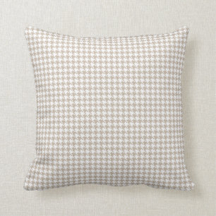Houndstooth Tan and  White Throw Pillow