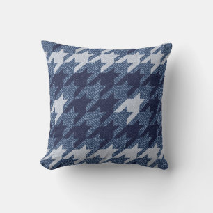 Houndstooth Tartan Jeans Background Design Throw Pillow