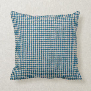 Houndstooth Teal Blue Pattern Throw Pillow