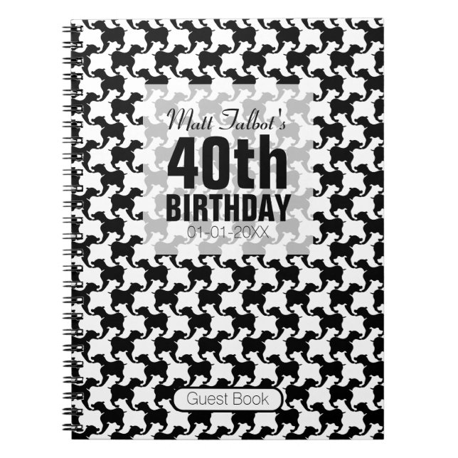 Houndstooth Tesselation Dog 40th birthday Guest B Notebook (Front)