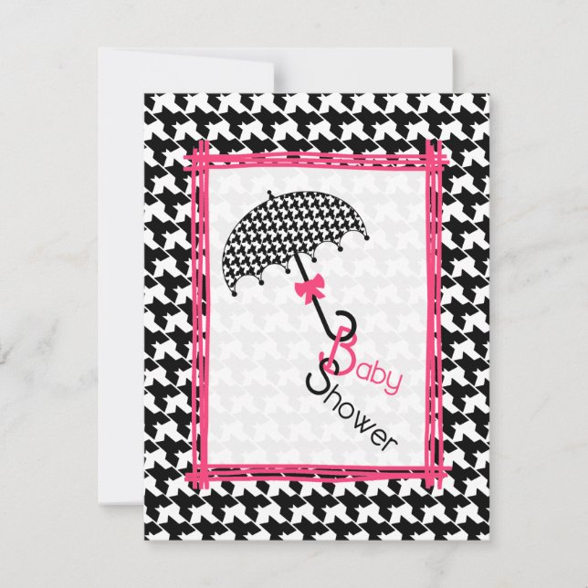 Houndstooth Umbrella Baby Shower Invitation (Front)