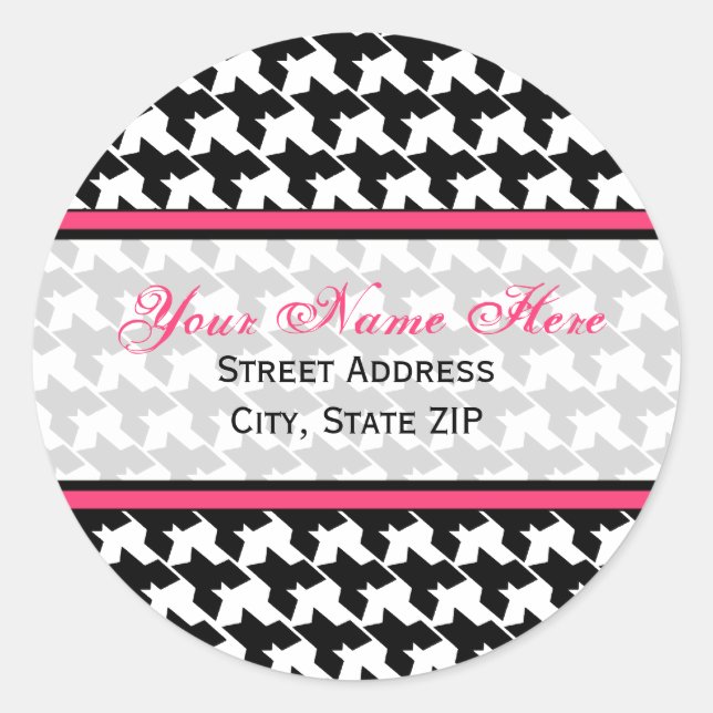Houndstooth with Pink Address Labels (Front)
