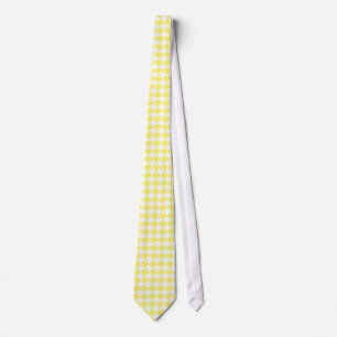Houndstooth Yellow and White Tie