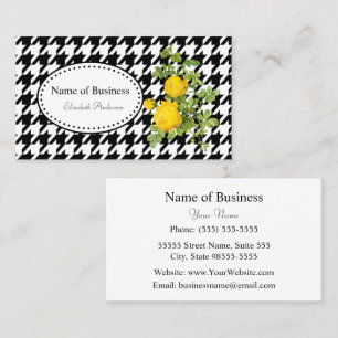 Houndstooth Yellow Rose Design Business Card