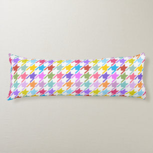 Houndtooth Multicolor+White Pattern Body Pillow