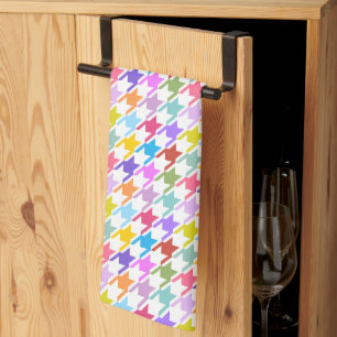 Houndtooth Multicolor+White Pattern Kitchen Towel