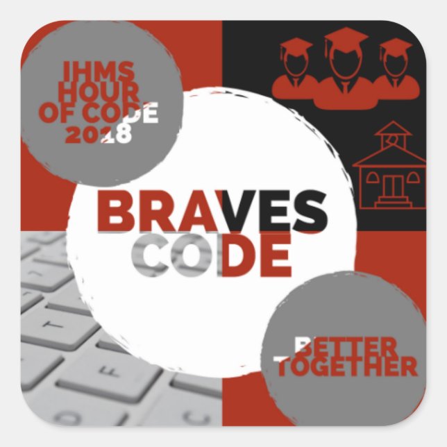 Hour of Code 2018 Square Sticker (Front)