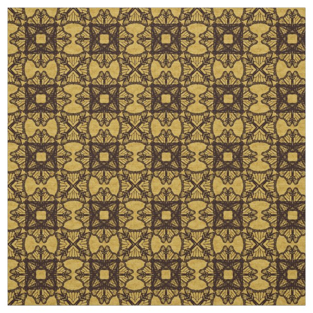 Hourglass Abstract Printed Patterned Gold Fabric (Swatch)