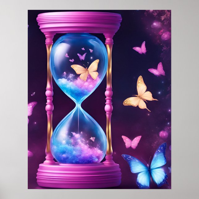HOURGLASS BUTTERFLY ART PURPLE POSTER (Front)
