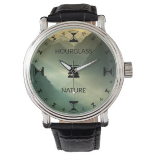 Hourglass round clock watch