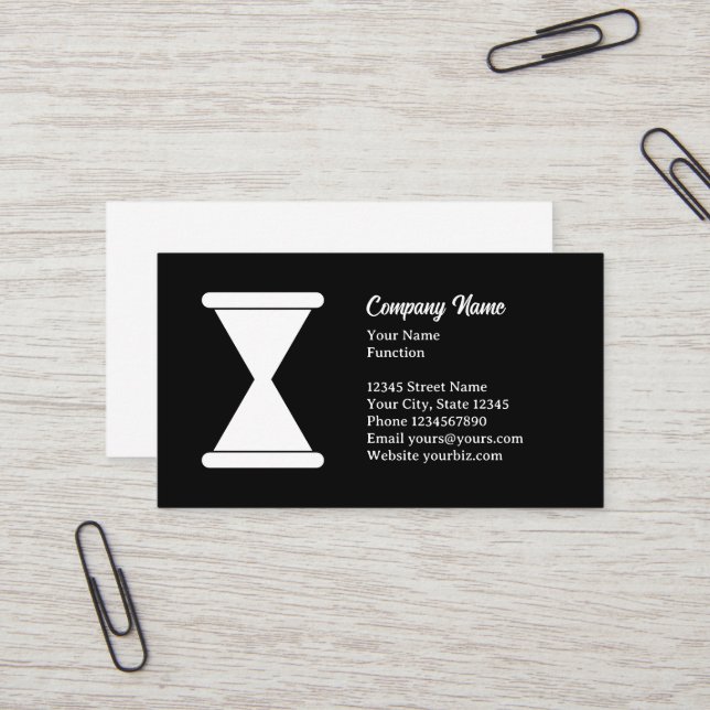 Hourglass sand timer logo business card template (Front/Back In Situ)