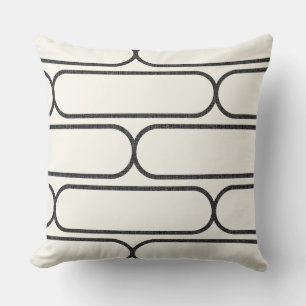 Hourglass Skateboard – Modern Mid-Century Gray/Wht Throw Pillow