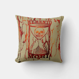 Hourglass Skull Memento Mori Throw Pillow
