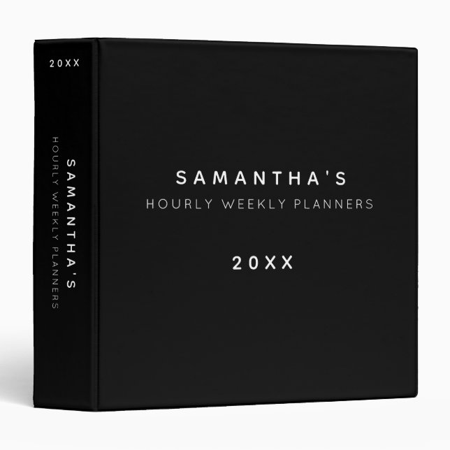 Hourly Weekly Planner Schedule Binder (Front/Spine)