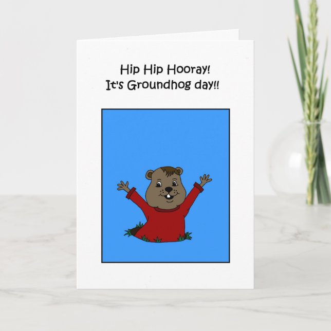 Hourra sa carte de jour de Groundhog (Devant)