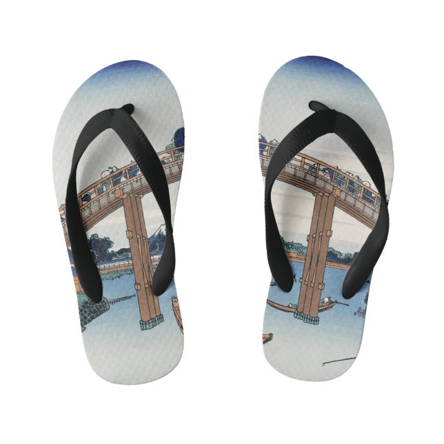 Housai  Mount Fuji seen from below Men's Bridge    Kid's Flip Flops (Footbed)