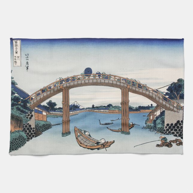 Housai  Mount Fuji seen from below Men's Bridge   Kitchen Towel (Horizontal)