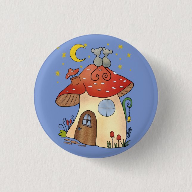 house 1 inch round button (Front)