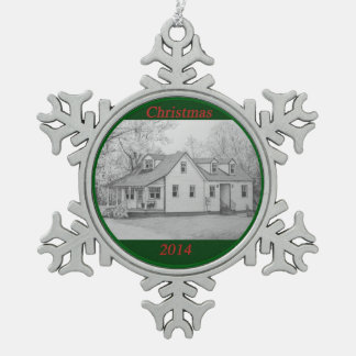 House 2 snowflake pewter christmas ornament