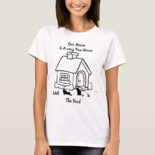 House And Cats Black And White T-Shirt