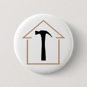 House and Hammer 2 Inch Round Button