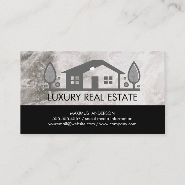 House and Tree Illustration Business Card (Front)