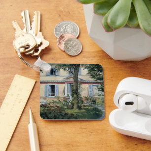 House at Rueil by Edouard Manet, Vintage Fine Art Keychain