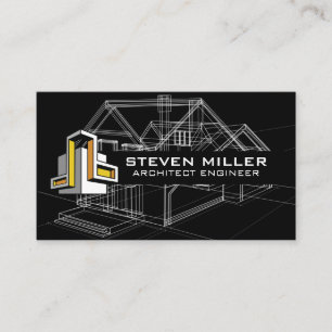 House Blueprints Schematics   Architect Logo Business Card