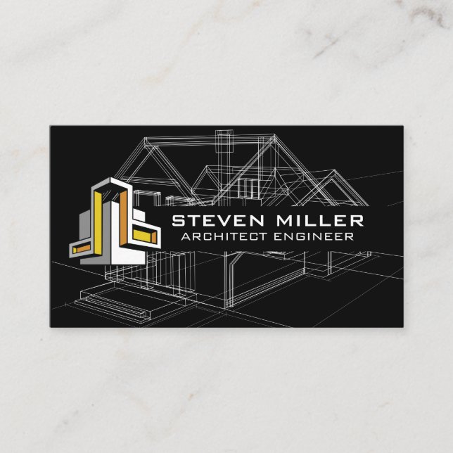 House Blueprints Schematics | Architect Logo Business Card (Front)