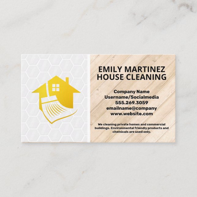 House Broom Logo  | Wood and Tile Floors  Business Card (Front)