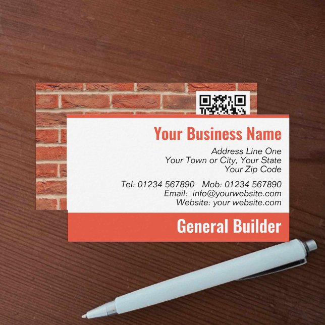 House Builder Bricks Pattern with QR Code Business Card (Creator Uploaded)