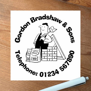 House Builder with Building Materials. Rubber Stamp