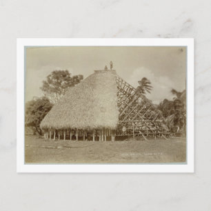 House Building in Samoa, c.1875 (sepia photo) Postcard