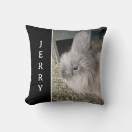 House Bunny Black Custom Photo and Name Throw Pill Pillow