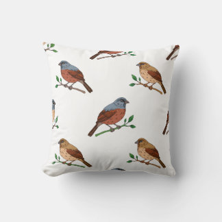 House Bunting Bird Pattern – Seamless Nature Desig Throw Pillow