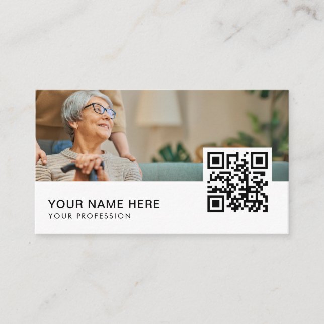 House Caregiver Services QR Code Professional Business Card (Front)