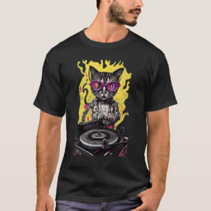 House Cat DJ Kitty Cool Vintage Style T-Shirt