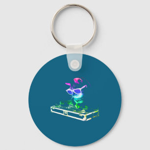 House Cat Rainbow Dj Cat  Keychain