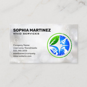 House Chores Cleaning Icons   Soap Bubbles Business Card
